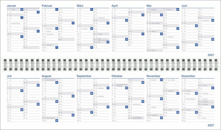 Produktbild: Wochenquerplaner, blau 2027