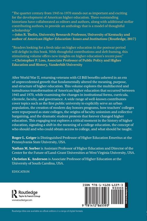 Produktbild: American Higher Education in the Postwar Era, 1945-1970