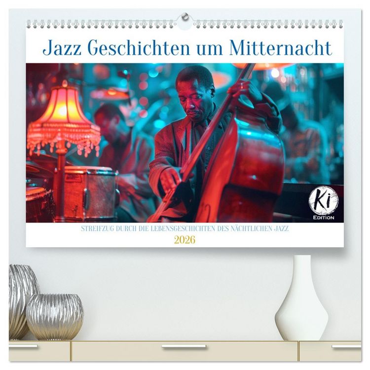 Produktbild: Jazz Geschichten um Mitternacht (hochwertiger Premium Wandkalender 2026 DIN A2 quer), Kunstdruck in Hochglanz
