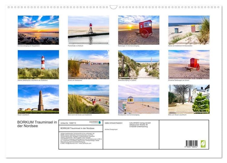 Produktbild: BORKUM Trauminsel in der Nordsee (Wandkalender 2026 DIN A2 quer), CALVENDO Monatskalender