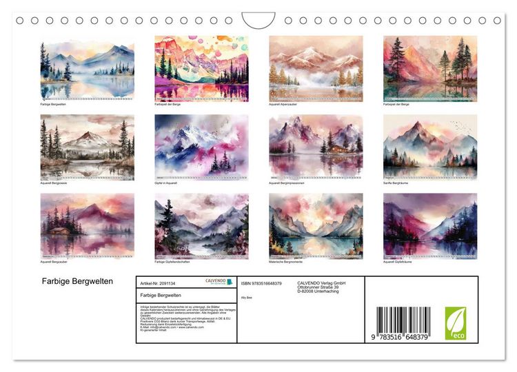 Produktbild: Farbige Bergwelten (Wandkalender 2026 DIN A4 quer), CALVENDO Monatskalender