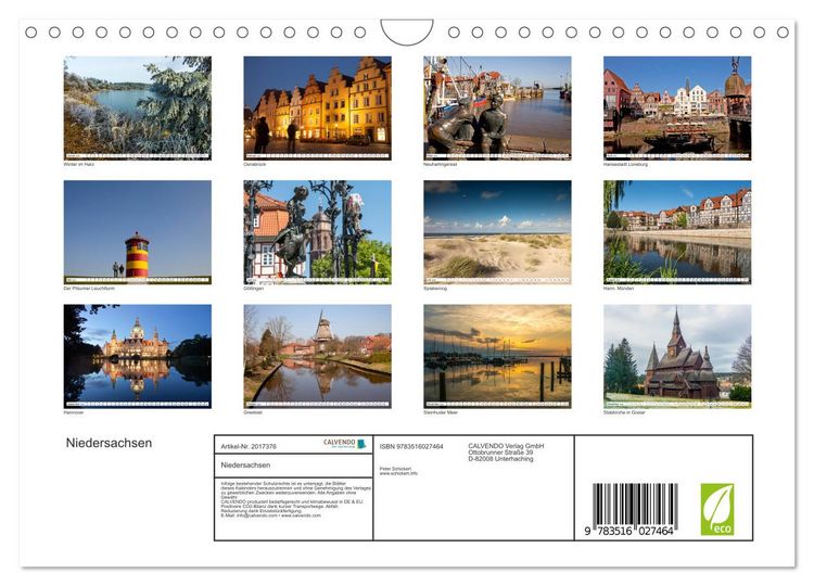 Produktbild: Niedersachsen (Wandkalender 2026 DIN A4 quer), CALVENDO Monatskalender