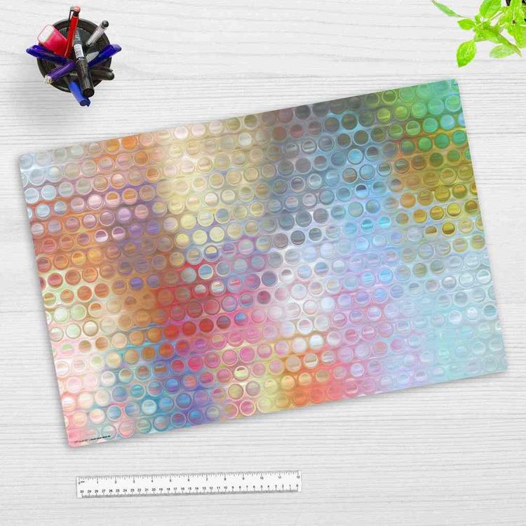Produktbild: Cover-your-desk Schreibtischunterlage f&uuml;r Kinder und Erwachsene Regenbogen-Punkte Glas, aus hochwertigem Vinyl, 60 x 40 cm