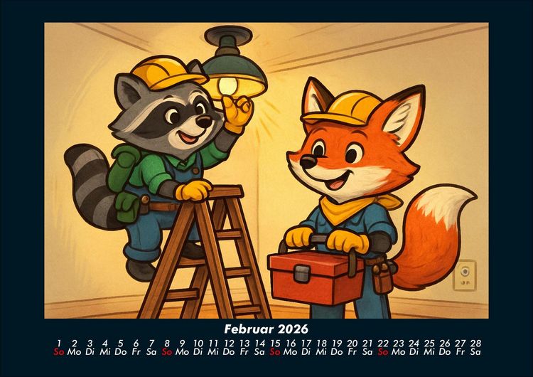 Produktbild: Rocco & Finn - Auf dem Weg zum Elektriker 2026 Fotokalender DIN A4