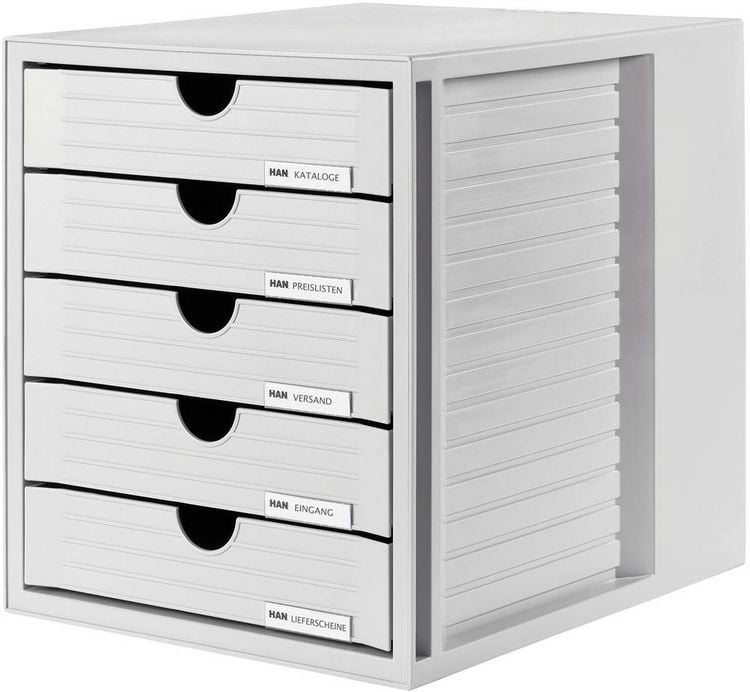 Produktbild: HAN Systembox 1450-11 Schubladenbox Lichtgrau DIN A4, DIN C4 Anzahl der Schubf&auml;cher: 5