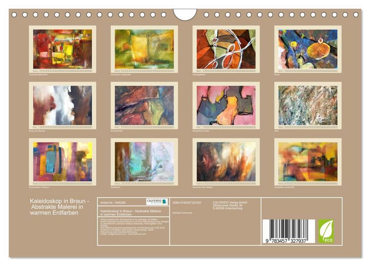 Produktbild: Kaleidoskop in Braun - Abstrakte Malerei in warmen Erdfarben (Wandkalender 2026 DIN A4 quer), CALVENDO Monatskalender
