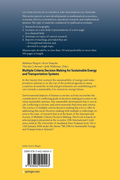 Produktbild: Multiple Criteria Decision Making for Sustainable Energy and Transportation Systems
