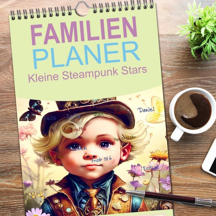 Produktbild: Familienplaner 2026 - Kleine Steampunk Stars mit 5 Spalten (Wandkalender, 21 x 45 cm) CALVENDO