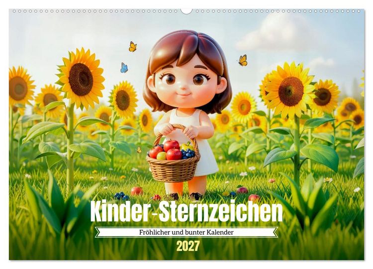 Produktbild: Kinder‑Sternzeichen - Fr&ouml;hlicher und bunter Kalender (Wandkalender 2027 DIN A2 quer), CALVENDO Monatskalender