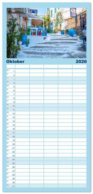 Produktbild: Familienplaner 2026 - Insel Kos in Griechenland mit 5 Spalten (Wandkalender, 21 x 45 cm) CALVENDO