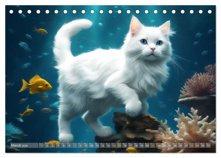 Produktbild: Cats underwater (Desk Calendar 2026 DIN A5 landscape), CALVENDO 12 Month DeskCalendar
