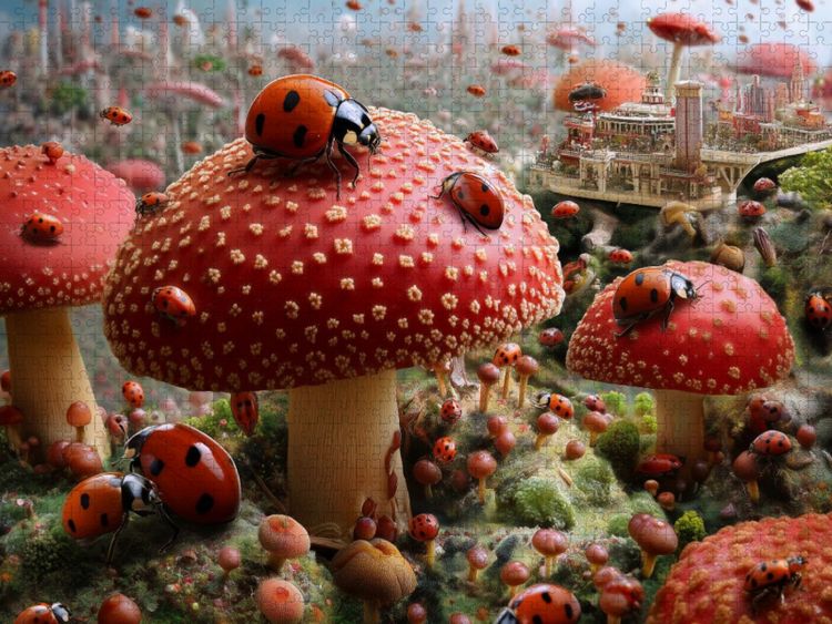 Produktbild: CALVENDO Puzzle Stadtleben auf Fliegenpilzen | 1000 Teile Lege-Gr&ouml;&szlig;e 64x48cm Foto-Puzzle f&uuml;r gl&uuml;ckliche Stunden