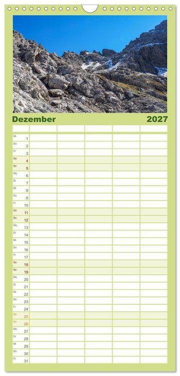 Produktbild: Familienplaner 2027 - Lechtaler Alpen mit 5 Spalten (Wandkalender, 21 x 45 cm) CALVENDO