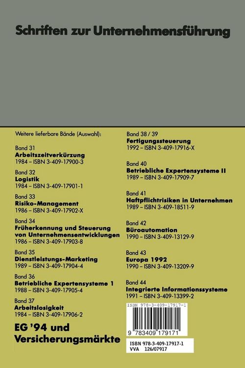 Produktbild: EG &rsquo;94 und Versicherungsm&auml;rkte