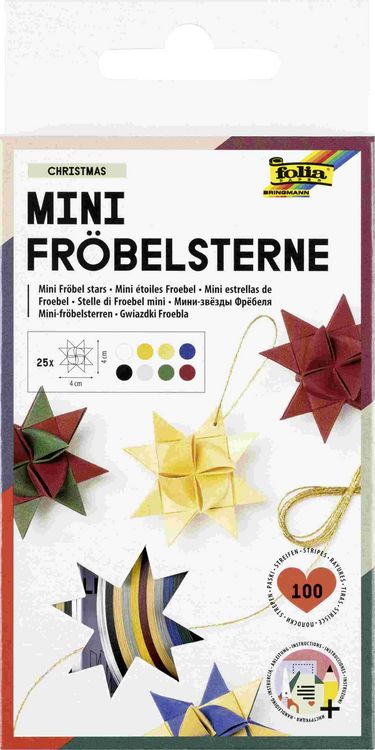 Produktbild: Folia  Mini Fr&ouml;belsterne CHRISTMAS, 100 Papierstreifen in 1x35cm