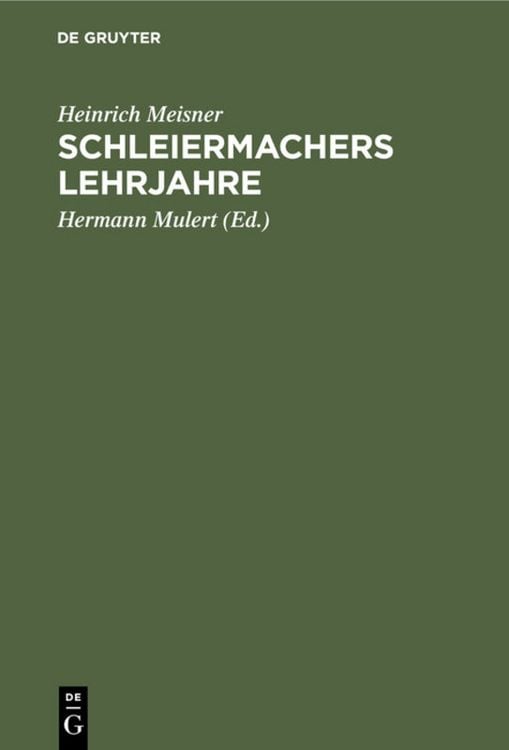 Produktbild: Schleiermachers Lehrjahre