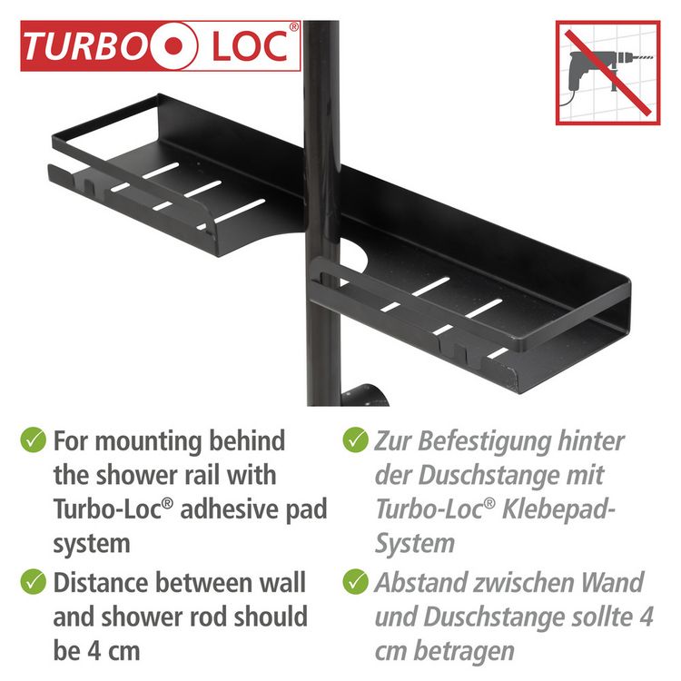 Produktbild: Turbo-Loc&reg; Duschstangencaddy Mod. Altarella L, Schwarz, aus Edelstahl