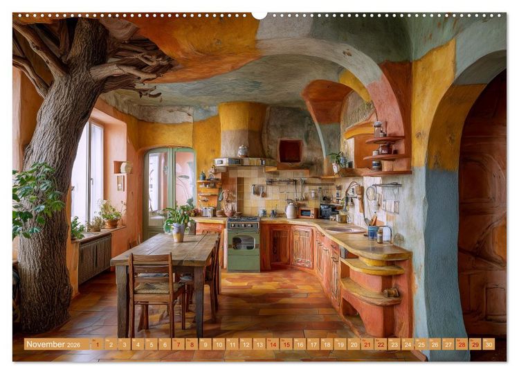 Produktbild: Fantastische K&uuml;chenarchitektur. KI-Design zum Staunen (hochwertiger Premium Wandkalender 2026 DIN A2 quer), Kunstdruck in Hochglanz