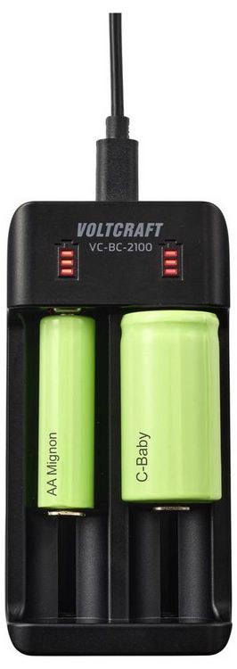 Produktbild: VOLTCRAFT VC-BC-2100 Rundzellen-Ladeger&auml;t NiMH, LiIon Mignon (AA), Micro (AAA), Mini (AAAA), Baby (C), 26700, 26650, 22650, 25500