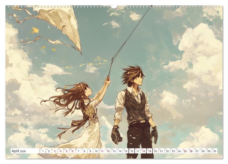 Produktbild: Das Jahr der Liebe: Verliebte P&auml;rchen im Manga-Stil (hochwertiger Premium Wandkalender 2026 DIN A2 quer), Kunstdruck in Hochglanz