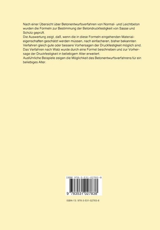 Produktbild: Entwicklung eines Verfahrens zur Vorausbestimmung der Druckfestigkeit von Normal- und Leichtbetonen in Abh&auml;ngigkeit von den Matrix- und Zuschlageigenschaften unter Anwendung mathematisch-statistischer Verfahren