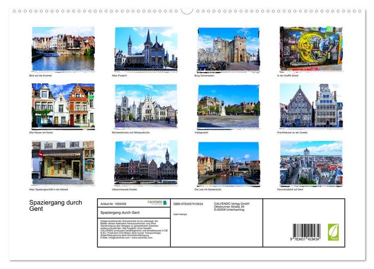 Produktbild: Spaziergang durch Gent (hochwertiger Premium Wandkalender 2026 DIN A2 quer), Kunstdruck in Hochglanz
