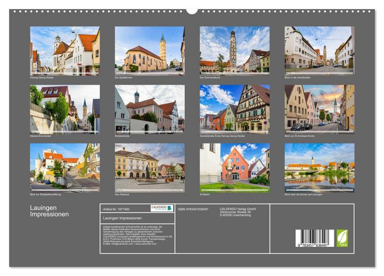 Produktbild: Lauingen Impressionen (Wandkalender 2026 DIN A2 quer), CALVENDO Monatskalender