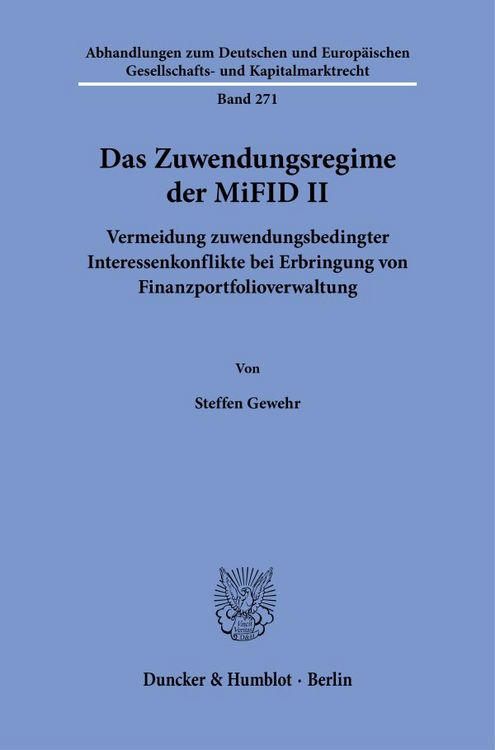 Produktbild: Das Zuwendungsregime der MiFID II