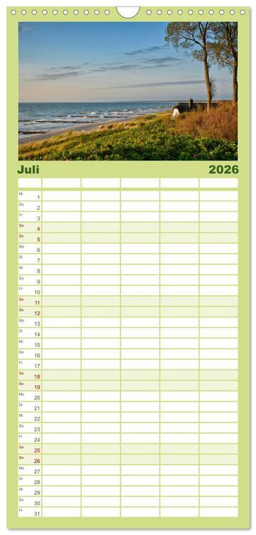 Produktbild: Familienplaner 2026 - OSTSEEGL&Uuml;CK - Gl&uuml;cksmomente auf dem Dar&szlig; mit 5 Spalten (Wandkalender, 21 x 45 cm) CALVENDO