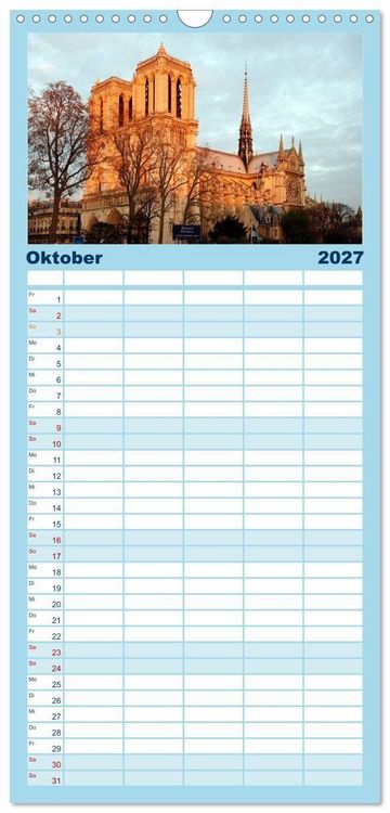 Produktbild: Familienplaner 2027 - Paris mit 5 Spalten (Wandkalender, 21 x 45 cm) CALVENDO