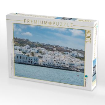 Produktbild: CALVENDO Puzzle Wei&szlig;e H&auml;user auf Mykonos - Griechenlands K&uuml;stenidylle in der &Auml;g&auml;is | 1000 Teile Lege-Gr&ouml;&szlig;e 64x48cm Foto-Puzzle f&uuml;r gl&uuml;ckliche Stunden