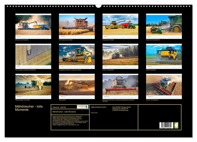 Produktbild: M&auml;hdrescher - tolle Momente (Wandkalender 2026 DIN A2 quer), CALVENDO Monatskalender