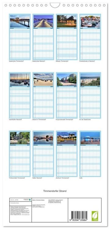 Produktbild: Familienplaner 2027 - Timmendorfer Strand mit 5 Spalten (Wandkalender, 21 x 45 cm) CALVENDO