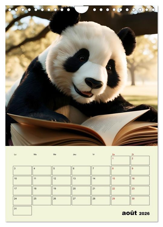 Produktbild: Les pandas rigolos - Une ann&eacute;e de douceur et de rires (Calendrier mural 2026 DIN A4 horizontal), CALVENDO calendrier mensuel