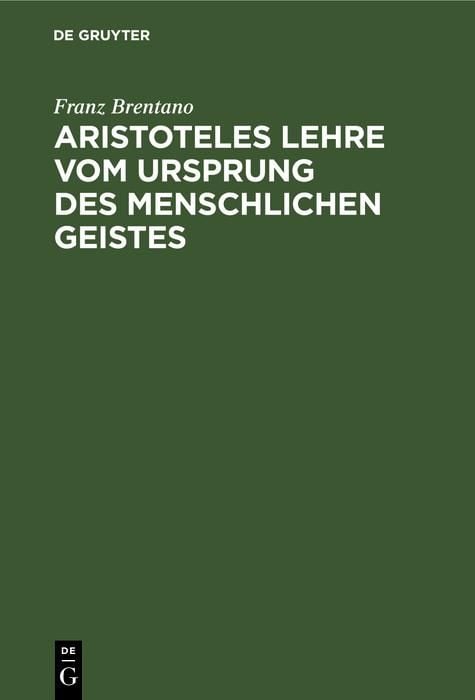 Produktbild: Aristoteles Lehre vom Ursprung des menschlichen Geistes