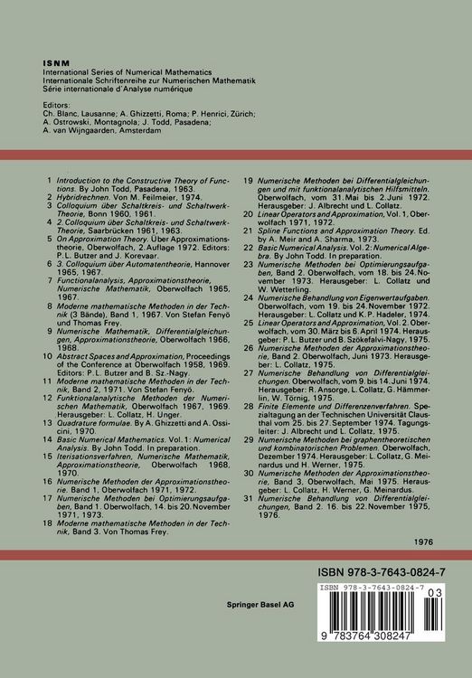 Produktbild: Numerische Methoden der Approximationstheorie/Numerical Methods of Approximation Theory