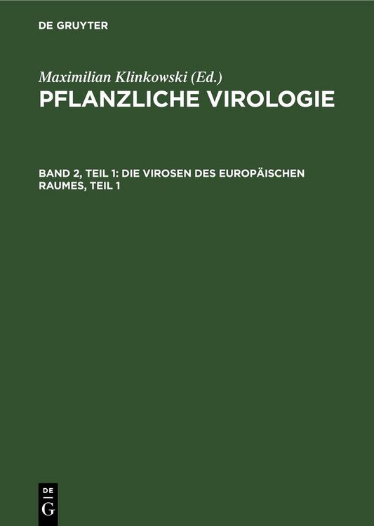 Produktbild: Die Virosen des europ&auml;ischen Raumes, Teil 1