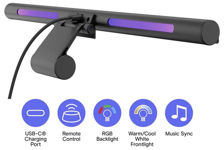 Produktbild: Sygonix SY-7459572 LED Bildschirmleuchte LED Schwarz