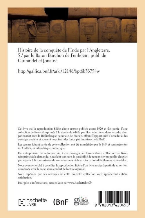Produktbild: Histoire de la conqu&ecirc;te de l'Inde par l'Angleterre. Tome 5