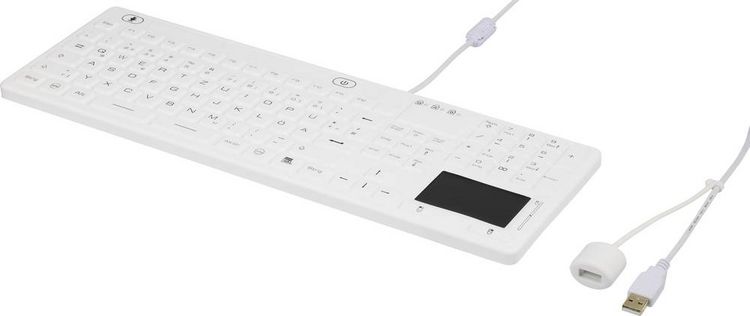 Produktbild: iM-IKB110-WH Tastatur Renkforce Wei&szlig; Spritzwassergesch&uuml;tzt, Staubgesch&uuml;tzt, Touch-Oberfl&auml;che
