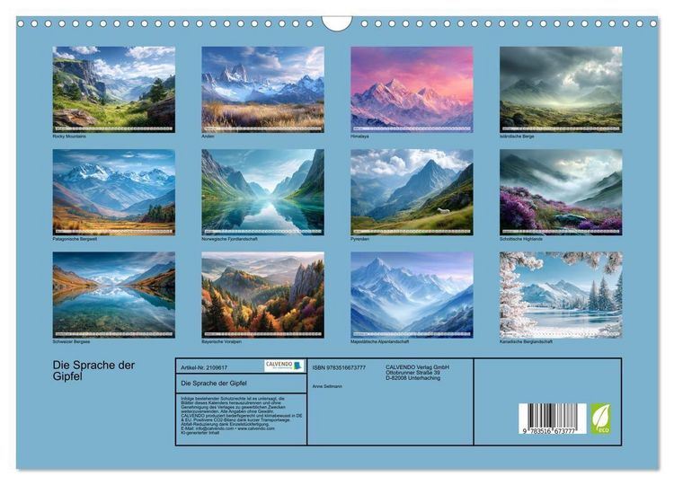 Produktbild: Die Sprache der Gipfel (Wandkalender 2026 DIN A3 quer), CALVENDO Monatskalender