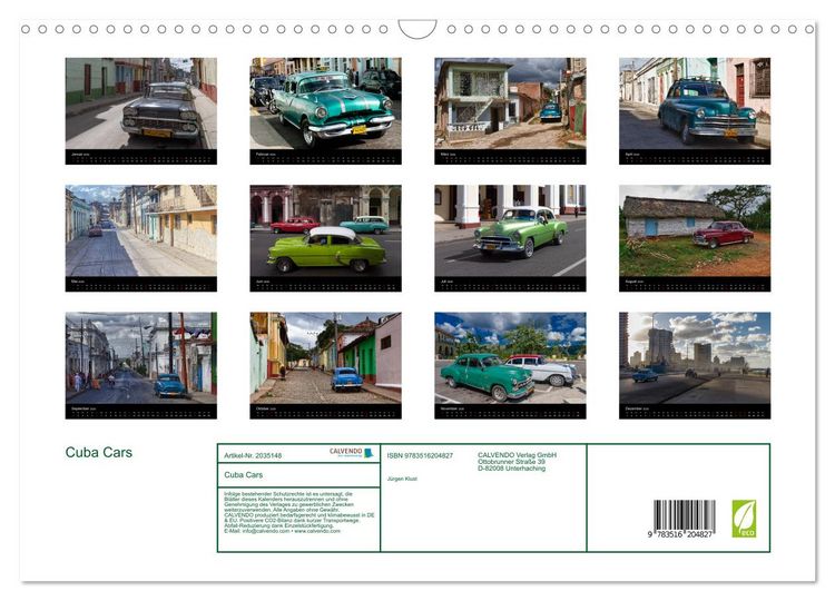 Produktbild: Cuba Cars (Wandkalender 2026 DIN A3 quer), CALVENDO Monatskalender