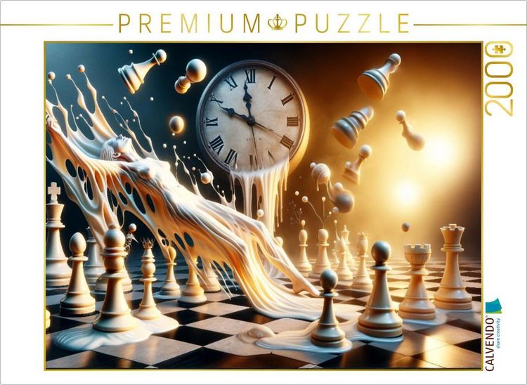 Produktbild: CALVENDO Puzzle Zeitflut im Schachreich: Eine Verbindung von Uhren und Z&uuml;gen | 2000 Teile Lege-Gr&ouml;&szlig;e 90x67cm Foto-Puzzle f&uuml;r gl&uuml;ckliche Stunden