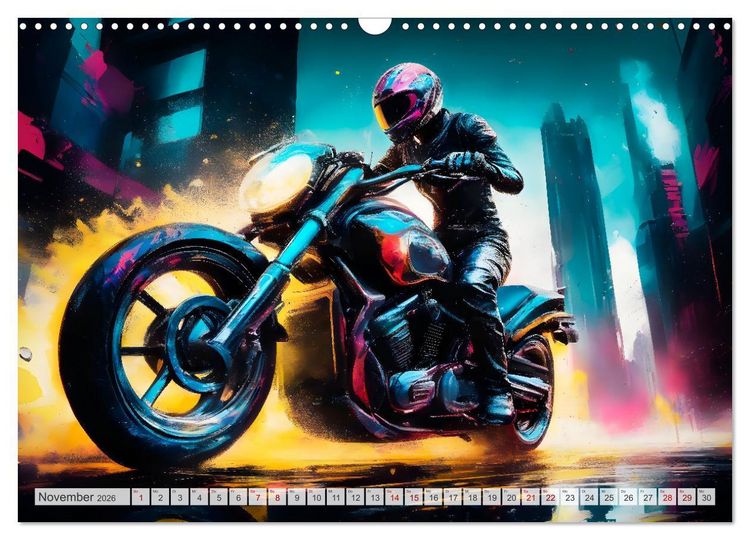 Produktbild: Coole KI-generierte MOTORR&Auml;DER (Wandkalender 2026 DIN A3 quer), CALVENDO Monatskalender