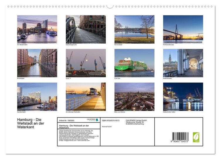 Produktbild: Hamburg - Die Weltstadt an der Waterkant (hochwertiger Premium Wandkalender 2026 DIN A2 quer), Kunstdruck in Hochglanz