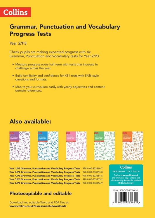 Produktbild: Year 2/P3 Grammar, Punctuation and Vocabulary Progress Tests