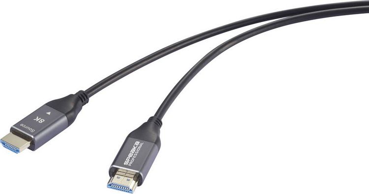 Produktbild: SpeaKa Professional HDMI / Glasfaser Anschlusskabel HDMI-A Stecker, HDMI-A Stecker 50m Schwarz SP-12842676 8K UHD, AOC Aktives