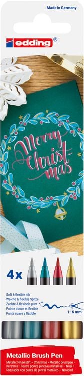 Produktbild: edding 1340 metallic brushpen, Pinselstift 4er-Set Xmas