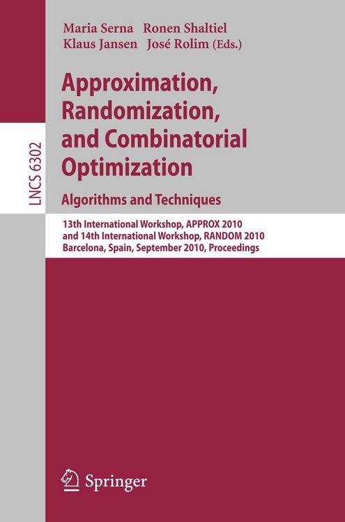 Produktbild: Approximation, Randomization, and Combinatorial Optimization. Algorithms and Techniques