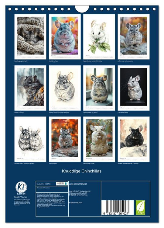 Produktbild: Knuddlige Chinchillas (Wandkalender 2026 DIN A4 hoch), CALVENDO Monatskalender